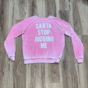 Freeze Santa Stop Judging Me Long Sleeve Shirt Pink Small